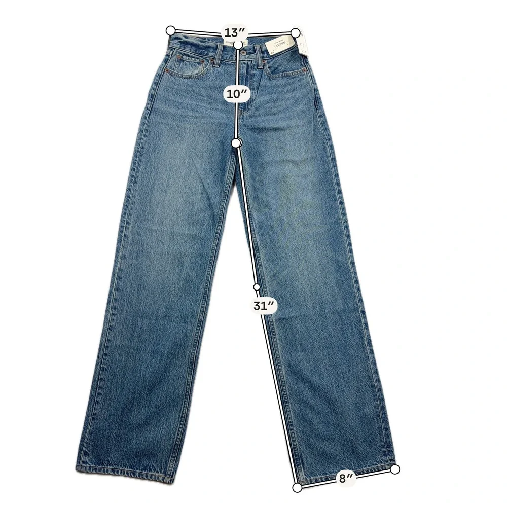 Abercrombie & Fitch Jeans High Rise Loose Medium Wash Denim Womens Size 24 NWT